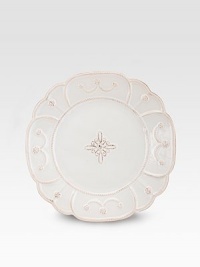 Bring the outdoors inside with a beautifully detailed, hand-finished stoneware plate detailed with lattice to celebrate the splendor and romance of the world's most beautiful gardens. From the Jardins du Monde Collection9½ diam.Ceramic stonewareDishwasher safeImported