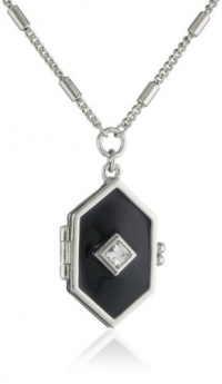 T Tahari Jet and Crystal Locket Necklace