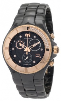 TechnoMarine Women's 110032C Cruise Ceramic Chronograph Diamond Gold-Tone Bezel Black Watch