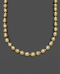 Like individual nuggets of gold, these pearls feature a unique, asymmetrical texture and design. Belle de Mer's rich necklace features golden cultured south sea pearls (9-11 mm) set in 14k gold. Approximate length: 18 inches.