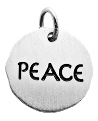 Give peace a chance. Rembrandt's symbolically stylish round tag charm is crafted from sterling silver and features the engraved word PEACE. Approximate drop: 1 inch.