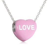 Sweetheart Jewelry Sterling Silver 14mm Strawberry Enamel Sweethearts Love Heart Pendant Necklace