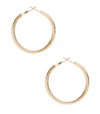 G by GUESS Clutchless Textured Gold-Tone Hoops, GOLD