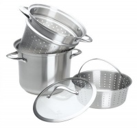 Calphalon Contemporary Stainless 8-Quart Pot with Glass Lid and 2 Inserts