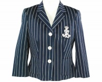 Lauren by Ralph Lauren Jacket, Carmona Three Quarter Sleeve Striped City Navy/Angelic Cream 12P