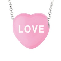 Sweetheart Jewelry Sterling Silver 17mm Strawberry Enamel Sweethearts Love Heart Pendant Necklace