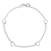 Sterling Silver Small Box Chain with Hearts Bracelet, 7