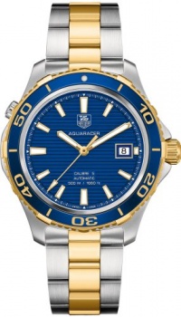 Tag Heuer Aquaracer Blue Dial Yellow Gold Plated and Stainless Steel Mens Watch WAK2120.BB0835