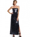 BCBGMAXAZRIA Women's Lela Strapless Sequined Long Gown, Ink Combo, 2