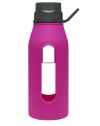 Takeya Classic Glass Water Bottle with Silicone Sleeve, Black/Fuchsia, 16-1/2-Ounce