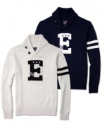 Cheer your favorite team with this classic varsity style pullover shawl cardigan by Ecko Unltd.