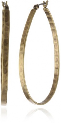 Lucky Brand Medium Gold-Tone Oblong Hoop Earrings