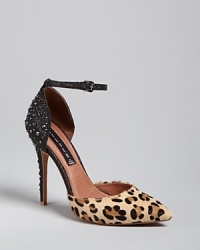 Get wild with STEVEN BY STEVE MADDEN's take on the pointed toe pump trend, pairing leopard print calf hair with glitter and spikes.