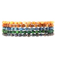 Set Of 5 Genuine Freshwater Cultured 4mm Multi Color Pearl Stretch Bracelets