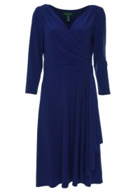 Ralph Lauren V-Neck Three Quarter Sleeve Dress Zaf Blue 8