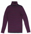 Lauren Ralph Lauren Women's Jillian Ribbed Stripe Turtleneck Sweater (Navy/Pink) (Medium)