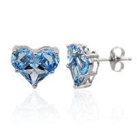 Effy Jewelry Effy® 14K White Gold Heart Shape Blue Topaz Earrings 4.75Tw