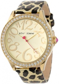 Betsey Johnson Women's BJ00131-10 Analog Metallic Leopard Printed Strap Watch