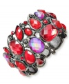 Bold and beautiful. This bracelet from Style&co. is crafted from hematite-tone mixed metal with red and purple beads adding a colorful pop. Approximate length: 7 inches