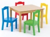 Tot Tutors Kids' Table and 4-Chair Set, Primary Wood