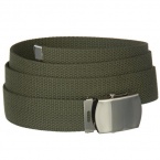 Olive One Size Canvas Military 1.25 Wide Web Belt With Silver Slider Buckle