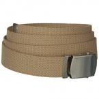 Khaki One Size Canvas Military Web Belt With Silver Slider Buckle