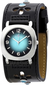 Zou Zou Blue and Black Dial Black Faux Leather Cuff Strap Ladies Watch ZRT6017