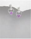 double heart earrings decorated with colored enamel In 92.5 Sterling Silver Earrings