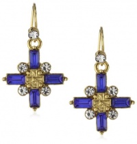 The Vatican Library Collection® Gold-Tone Sapphire Hued Cross Earrings