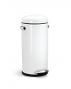 simplehuman Round Retro Step Trash Can, White Steel, 30-Liter / 8-Gallon