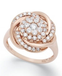 Swirls of pave-set perfection adorn Wrapped in Love's™ stunning knot ring. Crafted in 14k rose gold with an array of round-cut diamonds (3/4 ct. t.w.).