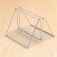 A18/10 stainless steel napkin holder features modern styling, and function. Has easy to carry handle, and weighted center bar to hold napkins in place, but still easy to remove when needed.