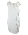 Jay Godfrey womens white hayden silk cascade ruffle shift dress 6