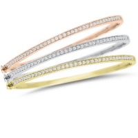 Studio 925 Circle of Fire Diamond Pave CZ 18k Yellow Gold Vermeil Sterling Silver Bangle