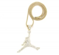 ICED OUT GOLD AIR JORDAN PENDANT & 36 FRANCO NECKLACE CHAIN