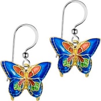 Handcrafted Blue Cloisonne Butterfly Earrings