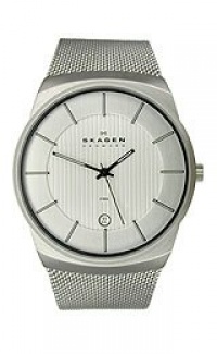 Skagen Silver Tone Stretch Mesh Watch (Silver)