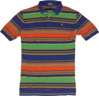 Men's Polo By Ralph Lauren Short Sleeve Polo Shirt Blue/Green/Multicolor Stripes (XL)