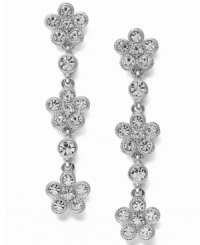 At your next formal affair, dazzle them from head to toe. Eliot Danori's Plumeria earrings shine with sparkling round-cut crystals and a chic linear design. Set in silver tone mixed metal. Approximate drop: 1-1/2 inches.