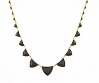 House of Harlow 1960 Pyramid Station Necklace with Black Resin