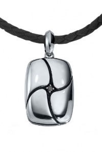 J.GOODMAN Sterling Silver Pendant with Black Diamond Accent. Includes 24 Braided Leather Cord.