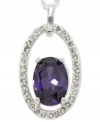 Purple reigns. The glass stone at the center stands out in this oval pave pendant from City by City. The necklace is crafted from silver-tone, nickel-free mixed metal and features glimmering glass accents. Approximate length: 15 inches + 3-inch extender.