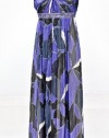 'BCBGMAXAZRIA Strapless Floral Silk Gown Regal Blue Combo 2'