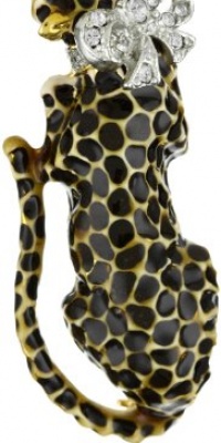 Kenneth Jay Lane Beige and Black Leopard Pin