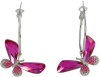 Butterfly Hoop Swarovski Elements Crystal Earrings (Pink)