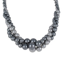 Light and Dark Grey Simulated Pearl Twist Necklace, 18+3