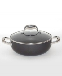 Flawless performance. Good for the stovetop or in the oven, this Anolon 11, 5-qt. covered casserole pan features a large cooking surface to brown or sear meats with ample room to add additional ingredients to complete a one-dish meal. Limited lifetime warranty. (Clearance)