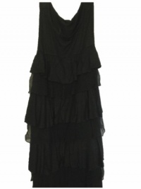 Juicy Couture Silk Chiffon Cascading Ruffle Dress Black - Size P