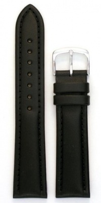 Men's Genuine Italian Leather Watchband Chronograph Style Black 22mm Watch Band