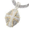 925 Silver & Diamond Oval Cross Pendant with 18k Gold Accents (0.72ctw)